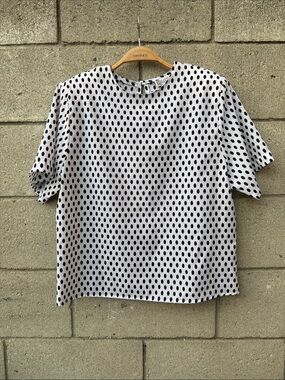 Black and White Polka Dot Short Sleeve Blouse